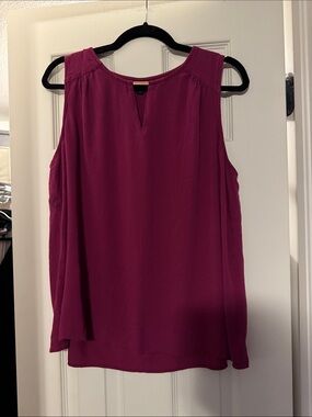 torrid Sleeveless Split-Neck Tank in Deep Fuchsia